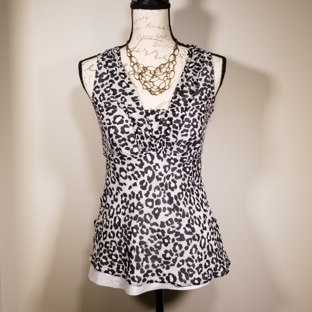 WHBM Sleeveless Animal Print Top